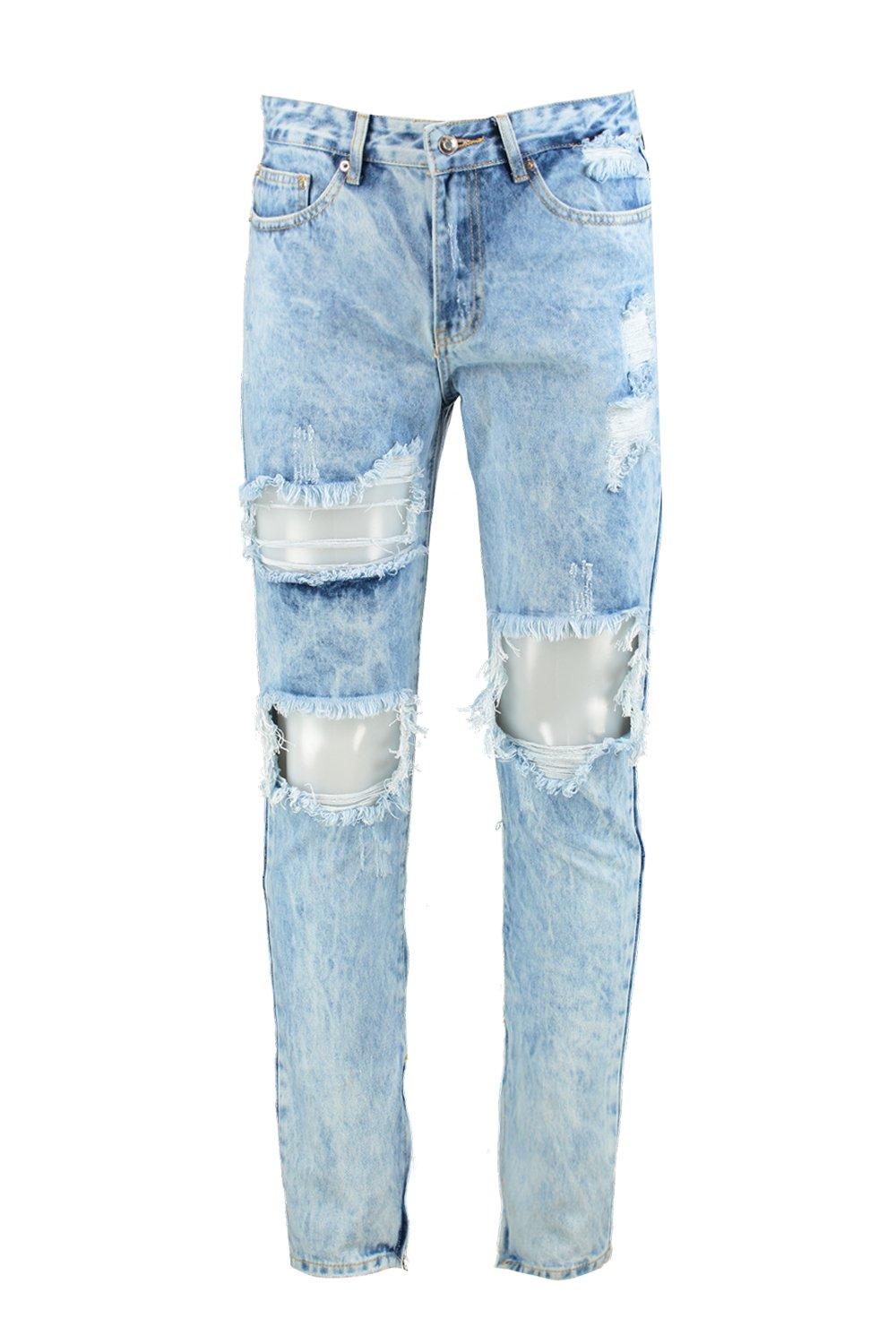 Blue washed best sale ripped jeans